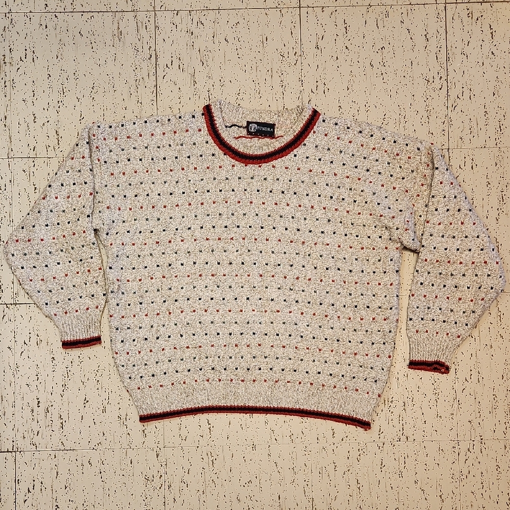Tundra Heavyweight Coogi Style Knit Crewneck Pullover Sweater Vintage Y2K